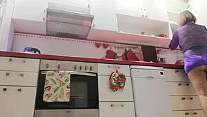 i spy stepmom in kitchen wearing tight skirt