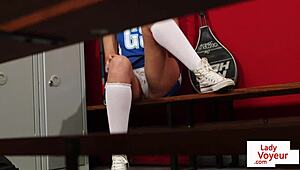 Uniformed Brit voyeur instructs a tugging guy, curious?