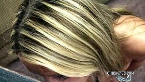 Mature Slut Skylar Rae Kneels to Suck Hard Cock