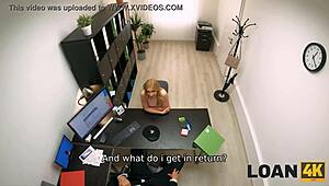 In this loan4k casting, the blonde teen sucks cock for cash in the office