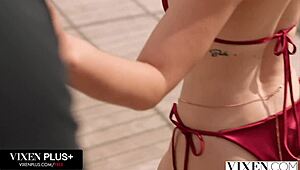 vixen eve sweet and agatha vega slam cock together after daring heist