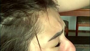 hey, slutty housewife teased plumber till he drilled her pussy and facialed her