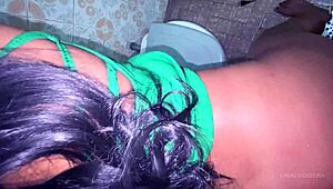 Brazilian amateurs quickie in bathroom with creampie