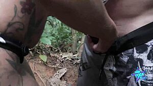 Karina Sits On Stranger's Cock In Public Forest Trail Cuckold