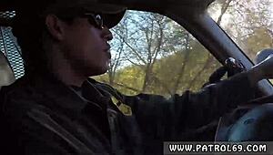 Dominant Cop Pulls Over Brunette for Intense Anal Assfucking