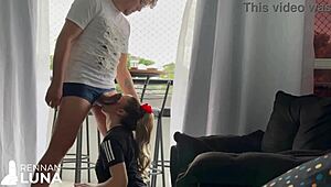 Skinny Wife Squirts While Deepthroating Monster Cock in Homemade Cuckold Clip