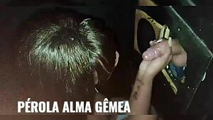 i-i took my friend to the blowjob booth for some gay oral fun