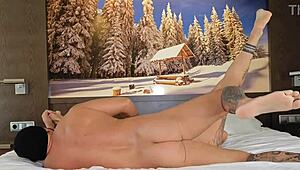 Milf gets surprise quickie fuck in hotel room