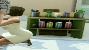 brunette teen helps old teacher at lunch time