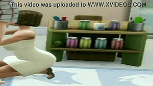 brunette teen helps old teacher at lunch time