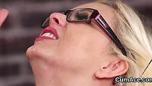 wicked doll sucks cum in blowbang session with facial and cum swapping