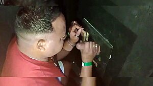 i-i took my friend to the blowjob booth for some gay oral fun