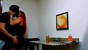 Husband catches wife with neighbor in steamy encounter.