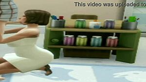 brunette teen helps old teacher at lunch time