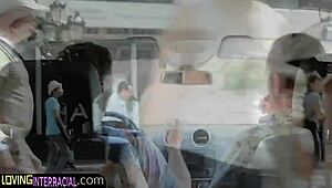 European model in group setting with big black partner