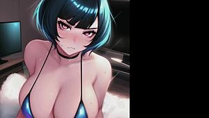 Chicas anime mojadas chupan y besan bajo la lluvia