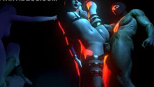 Big breasted cartoon gets ripped clothes and hard sex on the pole