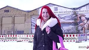 German scout intensely picks up redhead milf mina knight for deepthroat and monster cock fuck in berlin