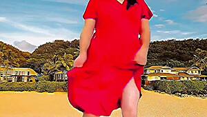 Sissy Crossdresser in Sexy Dress Shows Big Ass Twink