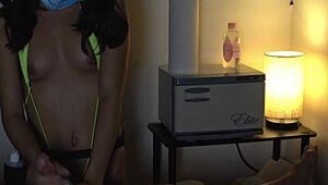 ever wonder what happens when an unscripted amateur handjob gets oily with clothes ripped off?