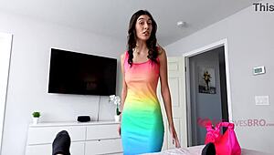 Step bro can't stop obsessing over his blooming step sis.