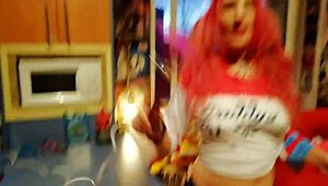 gemma gomory turns into harley quinn for sexy cosplay with toys 😜