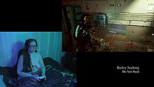 Naked Brunette Plays Deadspace With Big Tits