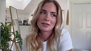 Stepsister's blonde big titty bestfriend begs for fuck despite boyfriend