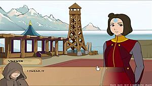 yo, busty korra gives an epic handjob in this hentai scene