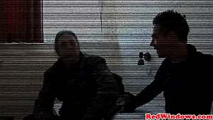 dutch hooker deepthroats and gets jizzed all over