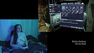 Naked Brunette Plays Deadspace With Big Tits