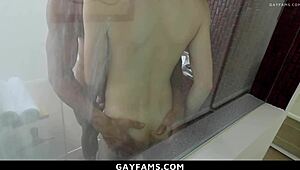 Step Daddy Joins Two Stepsons for a Steamy Shower Moment