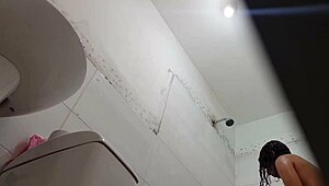 damn! spying on her showering after school in secret