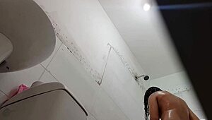 damn! spying on her showering after school in secret