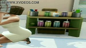 brunette teen helps old teacher at lunch time