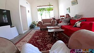 Milf's big natural tits bounce while stepson drills