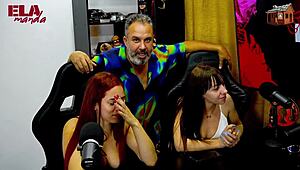 Gih Spaniard Puts Redhead Cowgirl On Podcast Table To Show Her Pink Pussy