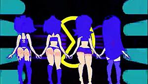 Ghost girls of Pacman dance in three stages in high definition