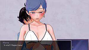 Complete Gameplay - HS Tutor Part 34. Rough Asian Milf Shower Scene With Hardcore Kissing.