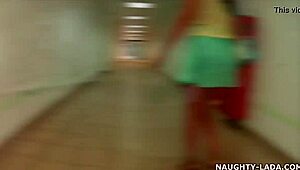 Flashing Skirt and Shopping with Naughty Wife in Public Outdoor Voyeur Scene
