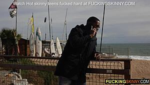 Beautiful blonde teen licks and deepthroats monster big black cock suggestively