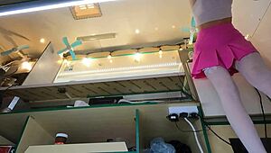 This Crazy Girl Upskirted At Work For Money