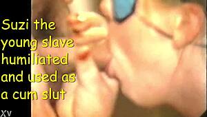 young 18+ slave suzi gets humiliated with cum in mouth 😈💦