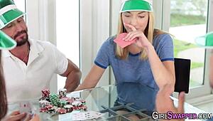 Teen brunette jizzed hard by older guy in taboo scene.