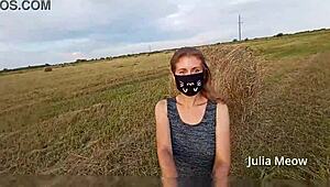 Juli Smith Undresses in the Field