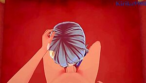 Erina nakiri says, 'feel my big tits' during intense sex with ikumi mito in pov hentai