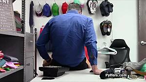 Kleptomaniac Blonde Craves Officer's Cock In Office Hidden Cam