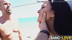 claudia bavel gets a rough public fuck with cum in mouth