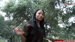 skinny black girl with small tits gets mouth creampie in roleplay