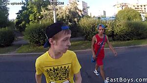 Webcam show with skater twinks getting handsy and bareback in action